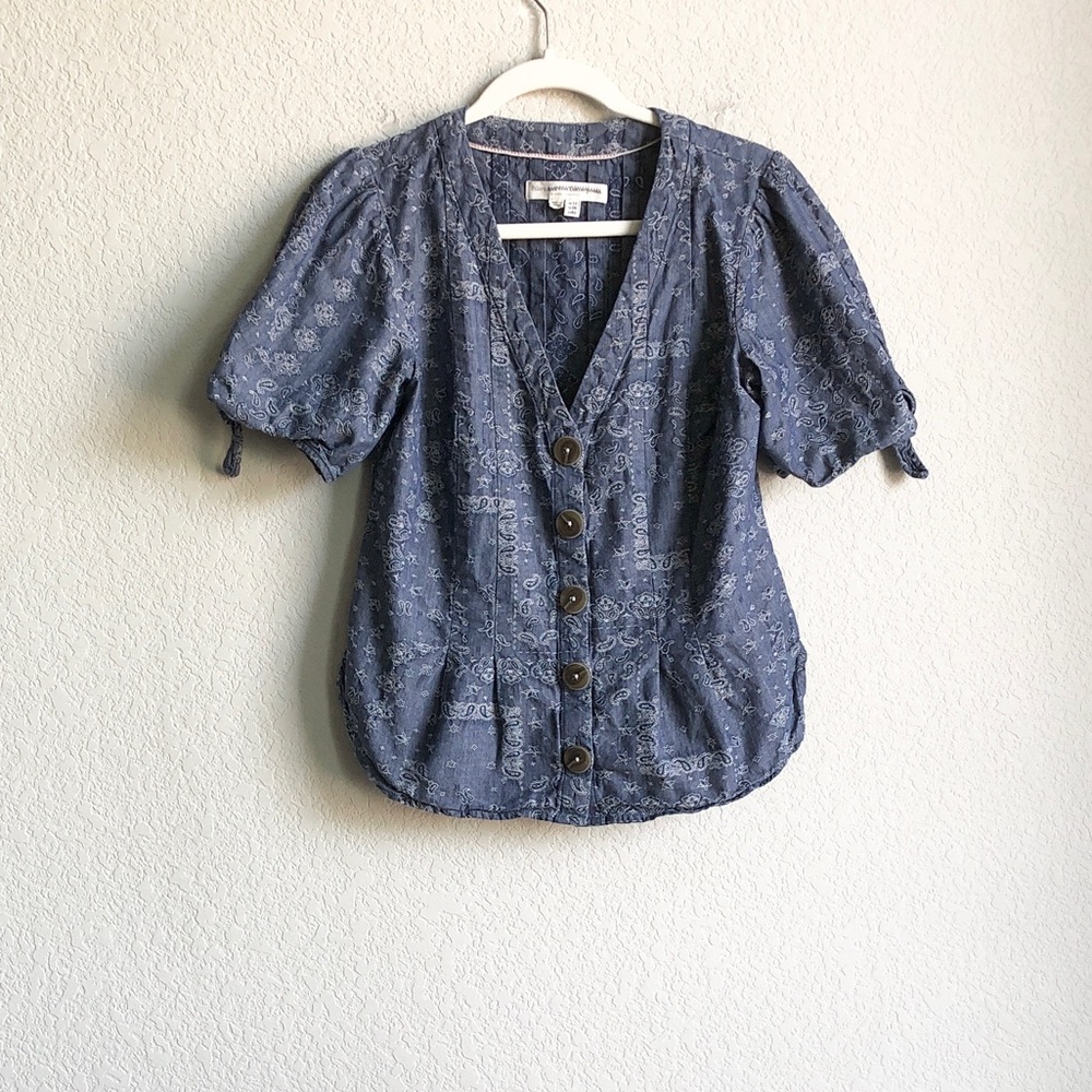 Anthropologie Pilcro and the Letterpress Tied Sleeve Blouse Cotton Paisley 8